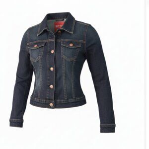 BITTEN Women’s Denim Jacket XS Blue Copper Buttons Two Front Pockets NWOT